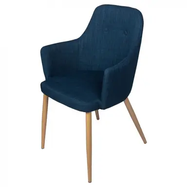 Sillon Tapizado Azul Pata Haya