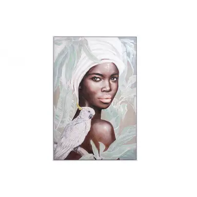 Cuadro 80*120 Mujer Loro C/marco