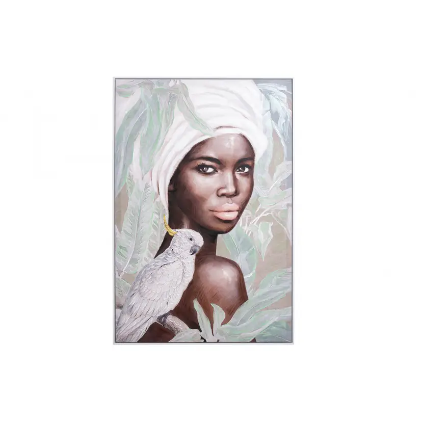 Cuadro 80*120 Mujer Loro C/marco