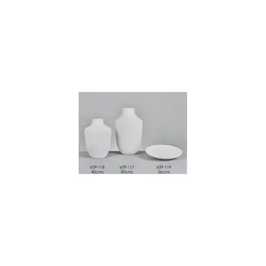 Jarron Ceramica Blanco Rayado Sahara