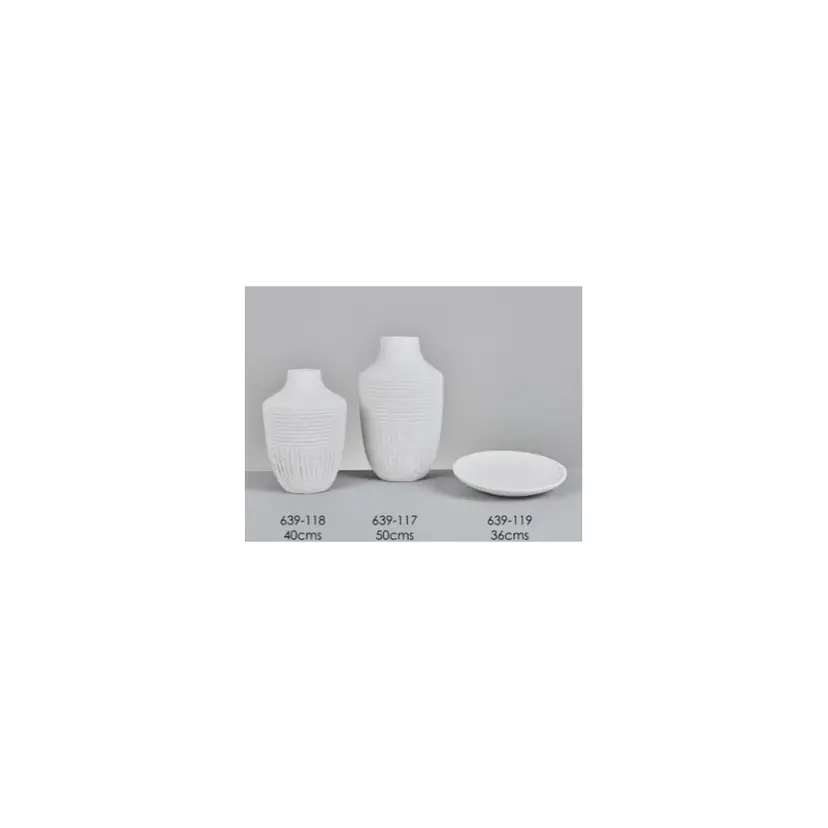 Jarron Ceramica Blanco Rayado Sahara