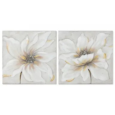 Cuadro 50*50 Lienzo Flores Crema