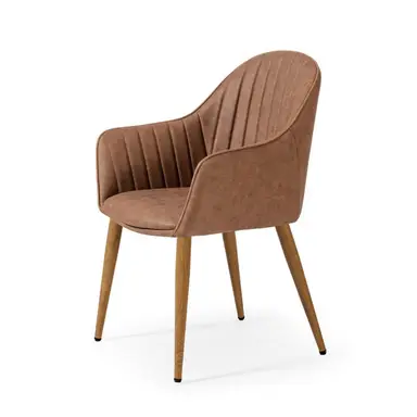 Silla Polipiel Marron/roble