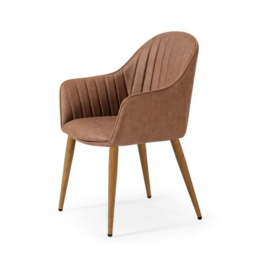 Silla Polipiel Marron/roble