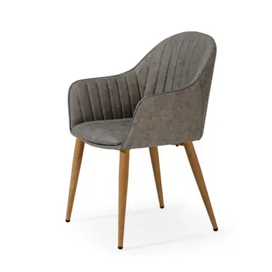 Silla Polipiel Gris/roble