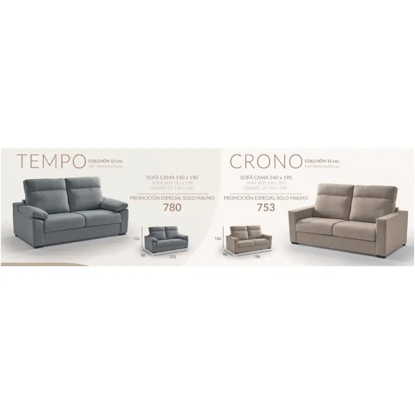 Sofa Cama Italiano Colchón 15cm Tempo – foto 3