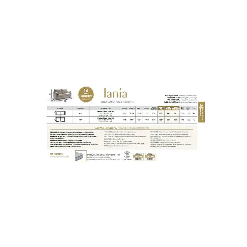 Sofa Cama Italiano Tania Colchón 16cm – foto 4