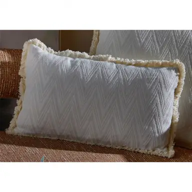 Cojin Rect Beige con Flecos