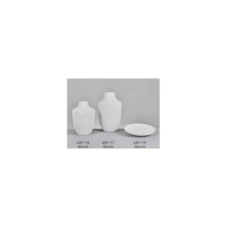 Jarron Ceramica Blanco Rayado Sahara – foto 1