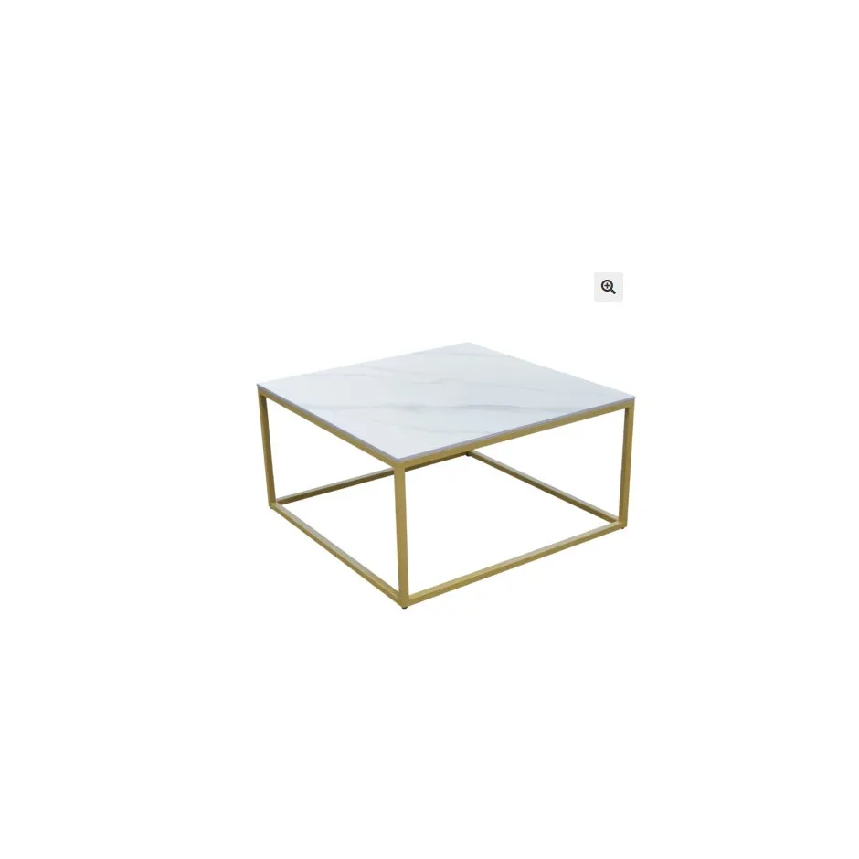 Mesa Centro 80cm Dorada Cubo – foto 4