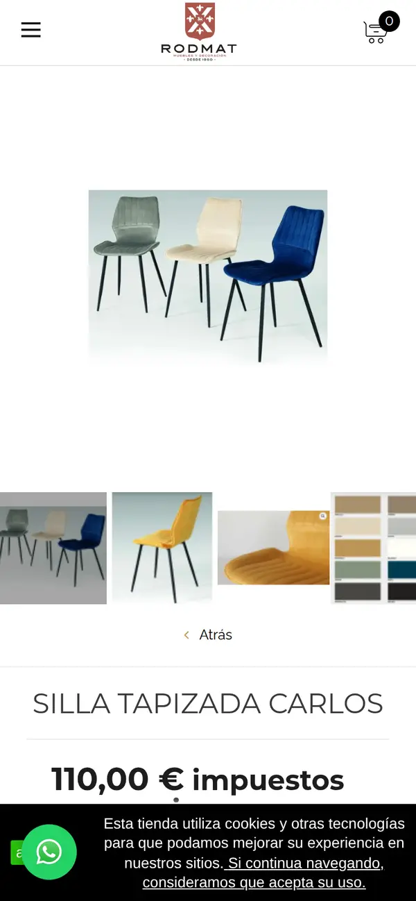 Web actual: ficha de producto en el móvil